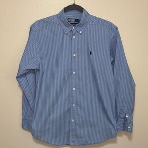 Blue Long Sleeve Button Down Shirt Polo by Ralph Lauren Men's 100% Cotton
